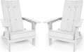 YEFU Adirondack Chairs Set of 2:Oversize Folding - 400lb Weight Capacity - Plastic Adirondack Chairs - High Back Like Wooden - All-Weather Use for Outdoor/Patio/Fire Pit/Garden/Camping - (White)