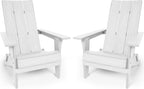 YEFU Adirondack Chairs Set of 2:Oversize Folding - 400lb Weight Capacity - Plastic Adirondack Chairs - High Back Like Wooden - All-Weather Use for Outdoor/Patio/Fire Pit/Garden/Camping - (White)