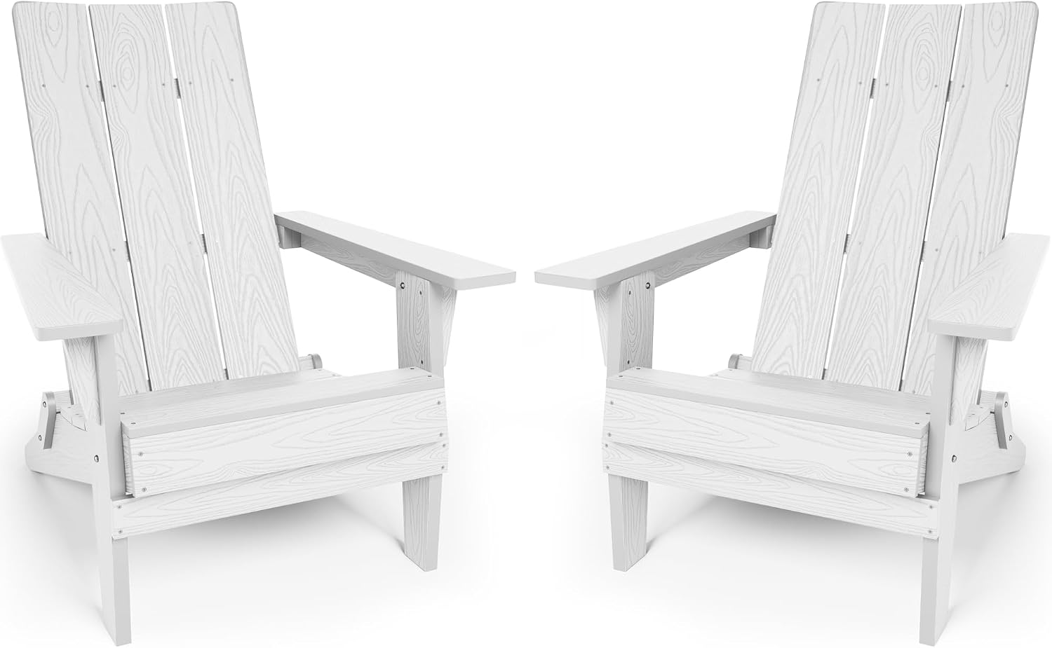 YEFU Adirondack Chairs Set of 2:Oversize Folding - 400lb Weight Capacity - Plastic Adirondack Chairs - High Back Like Wooden - All-Weather Use for Outdoor/Patio/Fire Pit/Garden/Camping - (White)