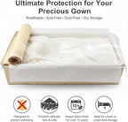Wedding Dress Storage Box with 30 Acid-Free Paper and Microfiber Gloves, Large Wedding Dress Preservation Box Beige Storage Boxs for Weddingdress Heirlooms Gowns