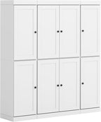 Palace Imports Solid Wood White Storage Cabinet - 71.5" Tall Kitchen Pantry Cabinet 65" Wide - 8 Wooden Shaker Doors, 2 Drawers & 12 Adjustable Shelves - 100% Eco-Friendly Wood, Made in Brazil