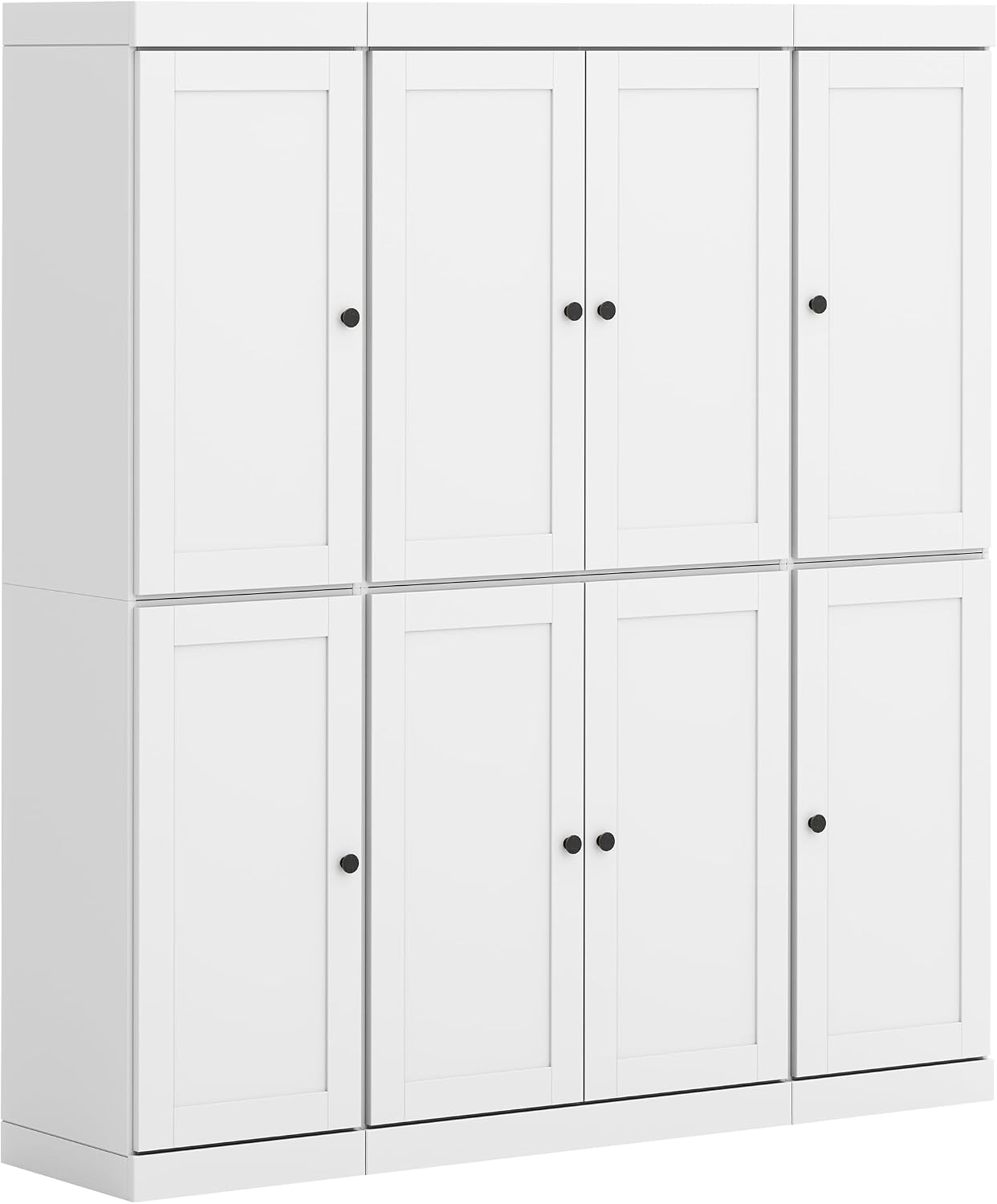 Palace Imports Solid Wood White Storage Cabinet - 71.5" Tall Kitchen Pantry Cabinet 65" Wide - 8 Wooden Shaker Doors, 2 Drawers & 12 Adjustable Shelves - 100% Eco-Friendly Wood, Made in Brazil