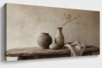 JILLICK Rustic Pottery Canvas Wall Art, Neutral Vase Still Life Horizontal Wall Decor for Living Room Dining Room Office 58x28 Inch, Large Horizontal Wall Art for Living Room Above Sofa