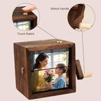 Custom Flip Photo Book, Personalized 8 or 16 Photo Flip Box Frame Animation Machine, Custom Hand-crank Flipbook Box Album with Light, Music, Gifts for Fathers Day Birthday (Walnut)