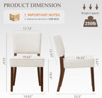 COLAMY Upholstered Dining Chairs Set of 2, Fabric Kitchen Chairs with Padded Seat & Back, Solid Wood Legs, Modern Simple Dining Room Chairs for Kitchen, Dining Room, Living Room, Beige