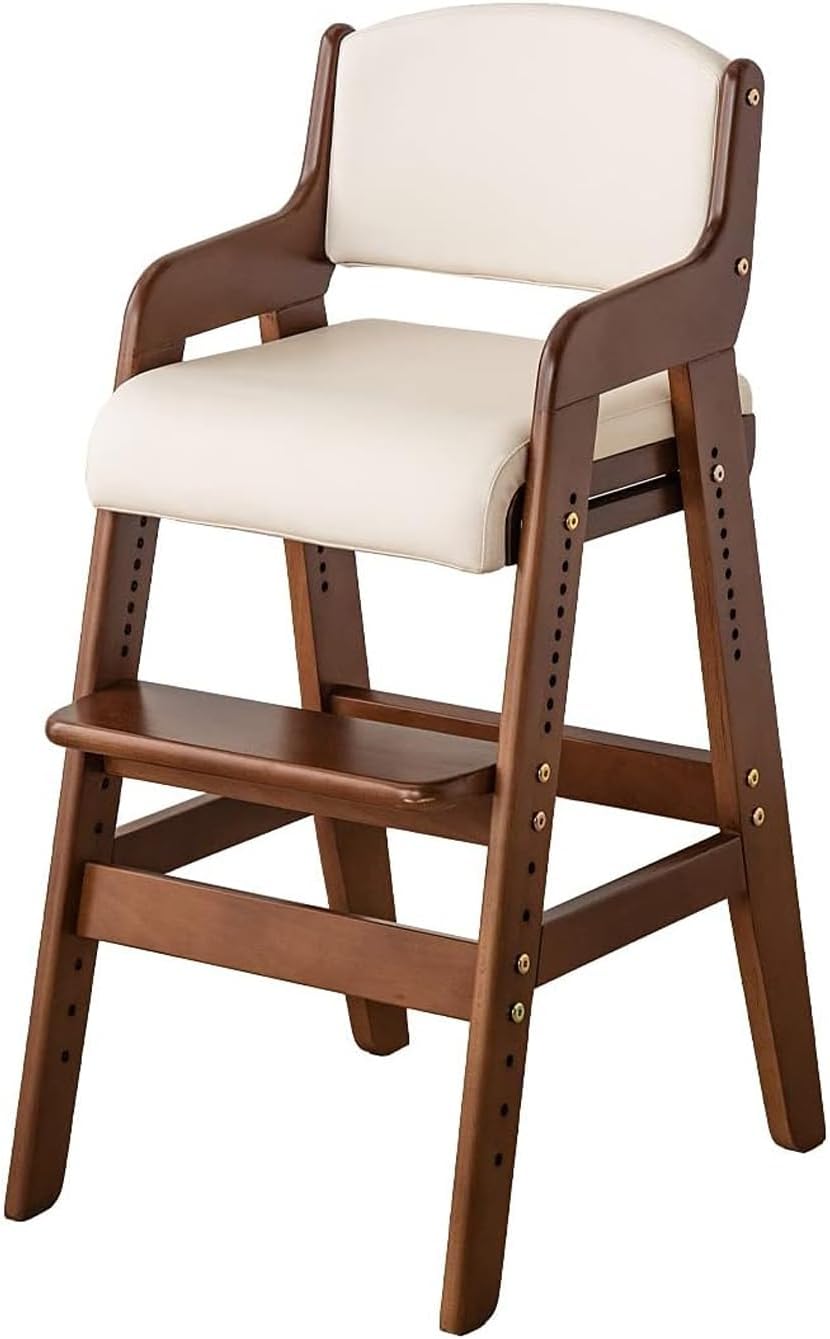 タンスのゲン TANSU NO GEN Japanese Wooden Chair, Height Adjustment for Babies and Toddlers Aged 4-12, up to 99.2 lbs, Designed in Japan, Slide The seat, Brown,4960040102(113286)