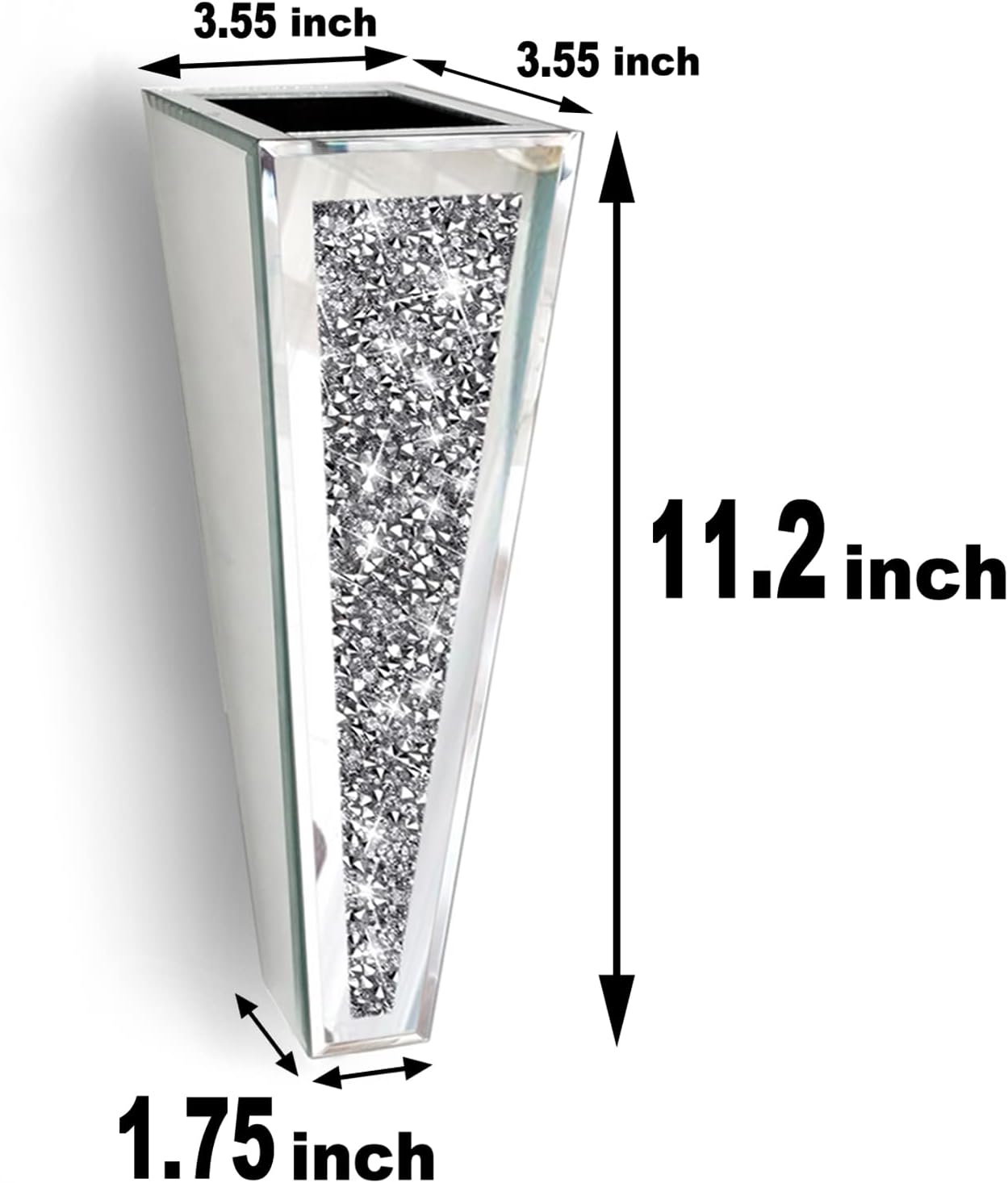 Flower Vase Crushed Diamond Mirrored Hanging Planter& Geometric Decor Mirrored Container,Silver Decorative Mirror Vase Luxury for Home Decor.befit for Faux Plants.Can’t Hold Water.(Set of 2)