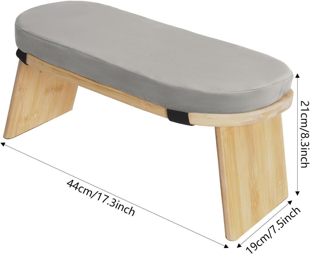 Foldable Meditation Stool, Meditation Bench with Detachable Cushion 5° Tilt Kneeling, Yoga Stool Anti-Slip Floor Seat with 396.83lbs Load Weight for Yoga Prayer Mindful Practice, 17.3×7.5×8.3in Gray