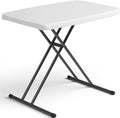 Folding Table 30 Inch - Small Desk Adjustable Height TV Tray for Laptop, Couch, Camping - Heavy Duty Utility Foldable Table for Small Spaces, No Assembly Required,Plastic White Granite