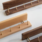 Wall Mounted Coat Rack, Solid Wood Wall Coat Rack with Shelf 9 Brass Hooks, Hanging Storage for Hats, Clothes, Towels, Bags, Entryway-Walnut