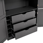 Ball & Cast 80″Tall Freestanding Kitchen Pantry Cabinet with 2 Power Outlets & 3 Large Drawers,41" W Versatile Farmhouse Pantry Storage Cabinet w/Adjustable Shelves and Door Shelves,for Kitchen, Grey