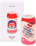 ban.do Small Ceramic Vase, Lucky Cherry Cream Soda Can | Petite and Colorful Retro Inspired Flower Vase or Shelf Decor for Aesthetic Food Theme Home Decor