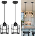 Industrial Black Pendant Lights Kitchen Island, Glass Island Pendant Lights Set of 2, Small Ceiling Kitchen Island Lights with Adjustable Cord, Farmhouse Hanging Light for Hallway Bathroom