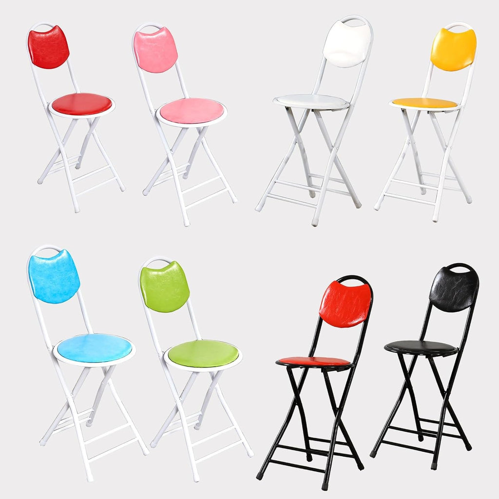 Folding Chairs 1 Pack - red Office Desk Guest Chair,Medium Hole Design with high backrest,Metal Frame Stacking Stools for Party(White)