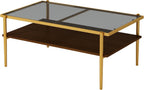 IANIYA Glass Coffee Table Modern Center Table,Small Coffee Table Sofa Side Tea Table for Living Room,Tempered Glass-top with Metal Frame