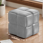 Timati PU Leather Ottoman and Foot Rest, Square Makeup Stool with Solid Wood Frame, Modern Cube Design Padded Sofa Seat Foot Rest Stool for Sofa, Living Room, Bedroom, Dining Room, Balcony (Gray)