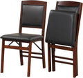 COSTWAY Solid Wood Folding Dining Chairs Set of 2 with Padded Seat, Brown | 400 LBS Load Bearing, No Assembly Needed, Upholstered PVC Leather Seat and Back, Vintage Foldable Chairs for Dining Room