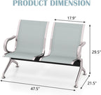 kinbor 2-Seat Waiting Room Chairs with Arms - Set of 3 Modern Reception Bench for Airport, Hospital, Office Lobby - Breathable Mesh & Durable Steel Waiting Area Furniture (Gray)