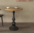 Vintage American Country Round Coffee Side Table,End Table,Tea Table | French-Inspired Rustic Charm, Sturdy Metal Pedestal Base, 19.9" Compact Size for Living Room, Bedroom, or Entryway