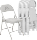 8 Pack Padded Folding Chairs, Heavy Duty Metal Frame with PU Leather Seat & Back, 350 lbs Capacity Portable Stackable Indoor Outdoor Chairs for Party Wedding Office(White, 8 Pack)