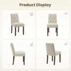 Upholstered Dining Chairs Set of 6 - Modern Parsons Kitchen & Dining Room Chair with Diamond Tufted Back, Solid Wooden Legs for Apartment, Café, Vanity
