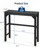 Outdoor Bar Table, 42" Weatherproof Patio Bar Height Counter Table, HIPS Material, Waterproof, for Outside, Garden, Backyard, Balcony, Poolside, Black