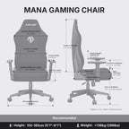 Anda Seat MANA Black Fabric Gaming Chair - Ergonomic Game Chairs with Adjustable Armrest, Comfortable Office Chair with Lumbar Support, Heavy Duty Wide Computer Seat for Game & Work