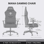 Anda Seat MANA Gaming Chairs for Adults - Ergonomic Black Fabric Game Chairs with Adjustable Armrest, Comfortable Office Chair with Lumbar Support, Heavy Duty Wide Computer Seat for Home & Work