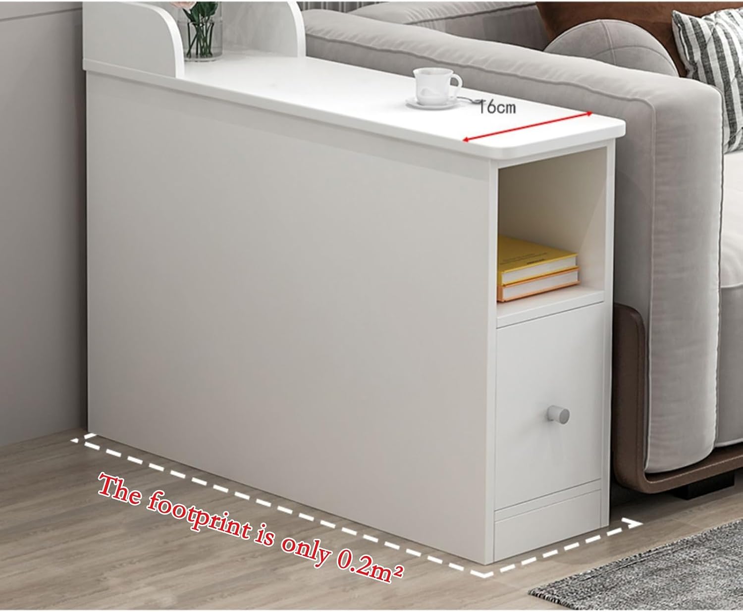 Side Tables Living Room Small Side Table Sofa Sideboard Cabinet Sandwich Narrow Gap Next to Light Luxury Corner Bedside Coffee(25x90x55cm)