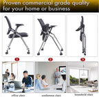 Folding Ergonomic Office Chair with Wheels and Padded Leather Seat
