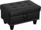 Simple Deluxe Ottoman with Storage Bench Chair, 28.5" L x 19.5" W x 17.5" H Foot Rest Stools with Synthetic Leather,Ottoman Storage Chest Box with Padded Seat for Bedroom, Living Room, Entryway,Black