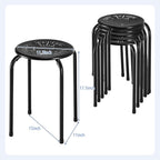 Giantex 6 Pack Stackable Stool, No Assembly 17.5" Stacking School Chair w/Metal Frame & Plastic Seat, Backless Round Nesting Stools, Flexible Seating for Children's Table, Classroom, School (Black)