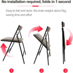 2 Pcs Sports Chairs for Adults, Upholstered Folding Office Chairs, Portable Lounge Chair Outdoor for Office, Kitchen(Black,Large)