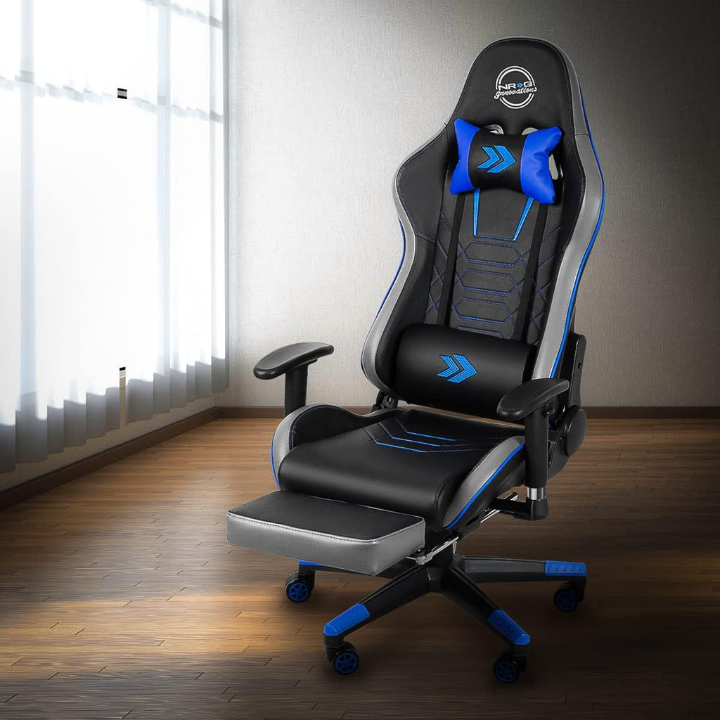 Ergonomic Gaming Chair with Footrest, High-Back Office Desk Chair with Adjustable Headrest & Lumbar Support, 360° Swivel Video Game Chair for Adults Gamers（White & Black）