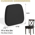 Shinnwa Chair Cushions for Dining Chairs 4 Pack, Faux Leather Kitchen Chair Cushions with Waterproof Cover and Non-Slip Bottom, Set of 4, 17x16x2in, Black