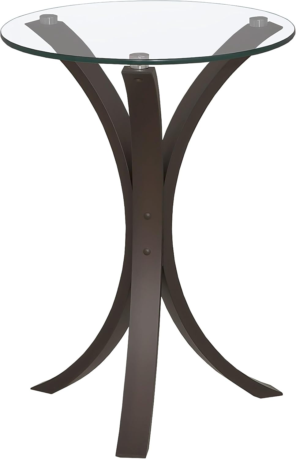Coaster Home Furnishings - Edgar - Glass and Engineered Wood - 16-Inch Round Glass Top Accent Side Table with Wooden Legs - Contemporary Style - Living Room - Cappuccino - 902867