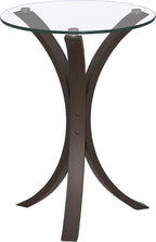 Round Glass Top Accent Side Table – Modern Minimalist Design with Sturdy Wooden Frame, Durable Tempered Glass Surface, and Smooth Continuous Shape for Living Room, Bedroom, or Office