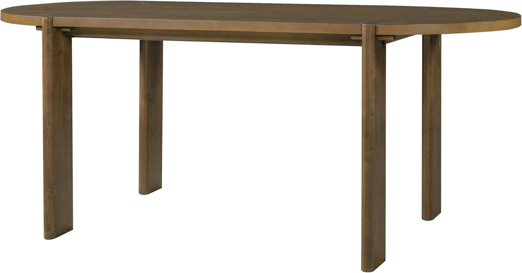 Christopher Knight Home Gernang Modern Minimalist Wooden Indoor Dining Table, Oval Top Dining Room Table for 6, Rubberwood Kitchen Table, for Family Gatherings/Restaurant, Walnut