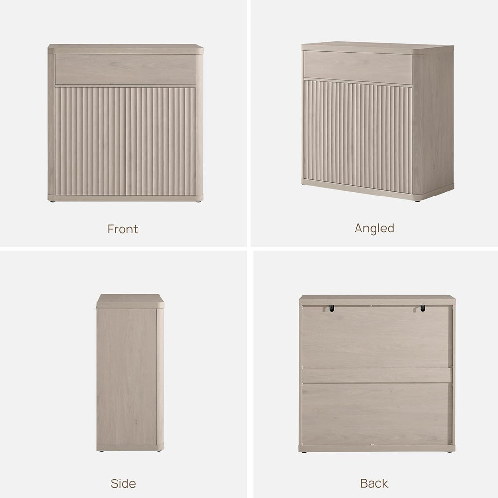 SICOTAS Buffet Cabinet with Storage - Accent Fluted Storage Cabinet with 2 Doors & 1 Drawer 34.6" Wide Modern Sideboard Credenza Large Buffet Table for Living Room Kitchen Dining Room Entryway Office