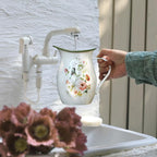 Enamel Vintage Pitcher Vase for Flowers,7.9" L x 5.3" W x 7.5" H Rustic Pitcher Vase,Farmhouse Decor for Kitchen Table Centerpiece,Living Room,Bedroom (Green)