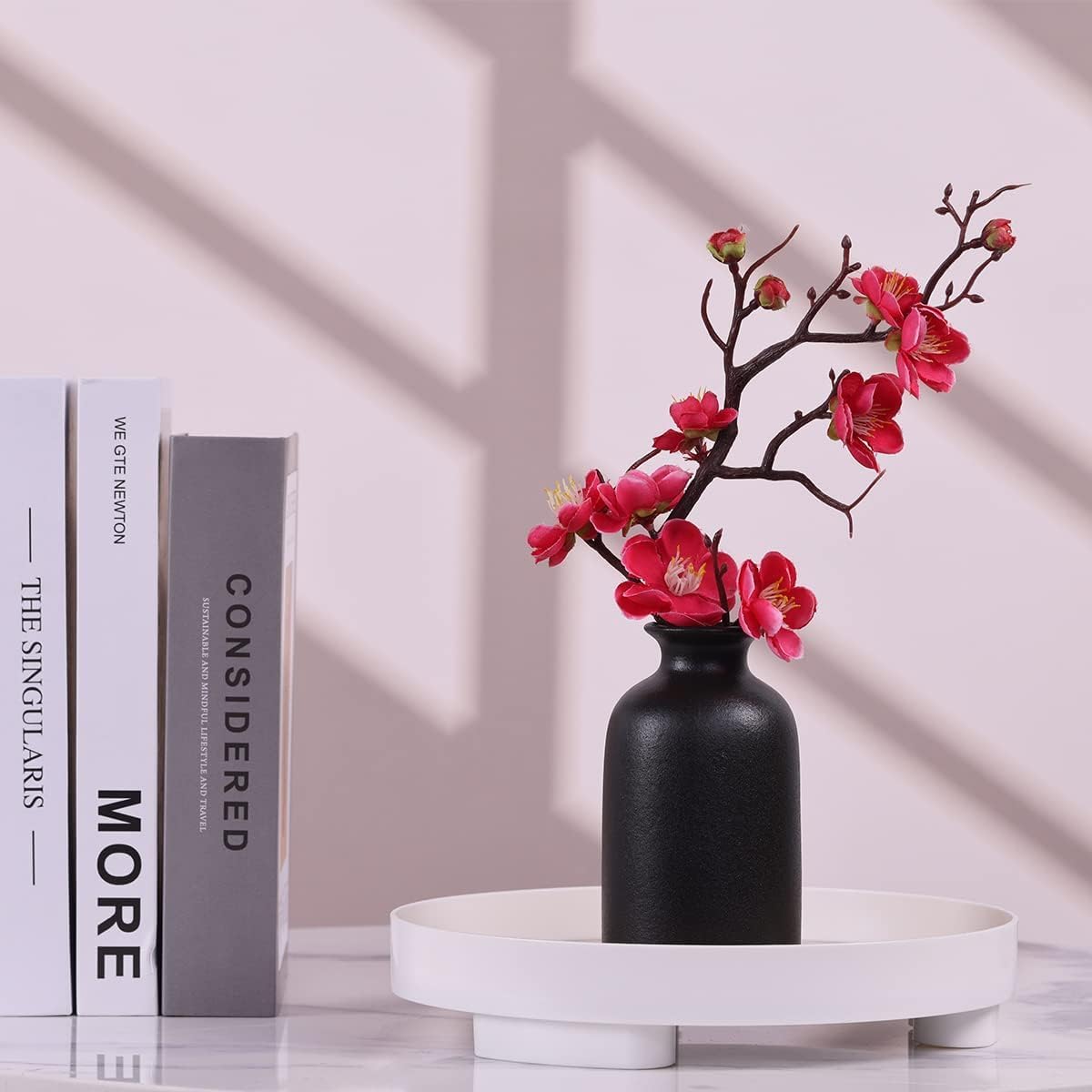 6 Pack Matte Black Ceramic Bud Vases – 5” Modern Boho Mini Vases for Flowers, Pampas Grass, or Dried Stems – Small Rustic Centerpieces for Home Decor, Wedding Table, and Party Displays