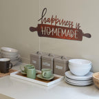 Funrous Kitchen Wall Art Decor Happiness Is Homemade Metal Sign Rustic Farmhouse Kitchen Decor Hanging Decorative Signs and Plaques for Home Dining Garden Room 13.8 x 6.3 Inch(Brown)