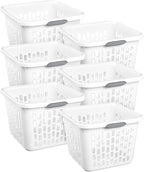 Sterilite 6-Pack 1.5 Bushel Capacity Square Laundry Basket, White – Plastic Clothes Hamper Storage with Ventilated Rectangular Holes & Large Comfort Grip Handles for Easy Carry