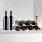 Wine Rack Countertop, Wine Rack for Inside Cabinet, Acrylic Wine Holder, Wavy Wine Bottle Holder for Cabinet Pantry Home Kitchen (2 Tiers - 7 Bottles)