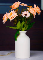 Ceramic White Small Vase, Dry Flower Vases Minimalism Style for Modern Table Shelf Home Decor, Fit for Fireplace Bedroom Kitchen Living Room Centerpieces Office Desk Gift (White, Small)