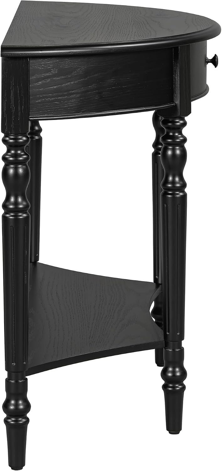 LUMISOL Rustic Console Table with Drawer and Shelf, Half Moon Sofa Table Behind Couch for Living Room, Farmhouse Accent Table for Entryway Hallway Foyer, Black