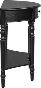 LUMISOL Rustic Console Table with Drawer and Shelf, Half Moon Sofa Table Behind Couch for Living Room, Farmhouse Accent Table for Entryway Hallway Foyer, Black