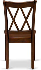 East West Furniture CLC-ESP-W Clarksville Dining Room Chairs - Double Cross Back Wood Seat Chairs, Set of 2, Espresso