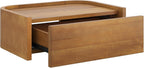 Nathan James Tyla Wall Mounted Bedside Table, Floating 1-Drawer Nightstand with Rounded Edges, Light Brown Set of 2