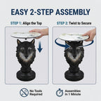 Modern Wolf Head Side Table, Artistic Animal Sculpture End Table with Faux Marble Top, Unique Fiberglass Accent Table for Living Room & Bedroom, Ideal Gift for Wolf Lovers (Realistic)